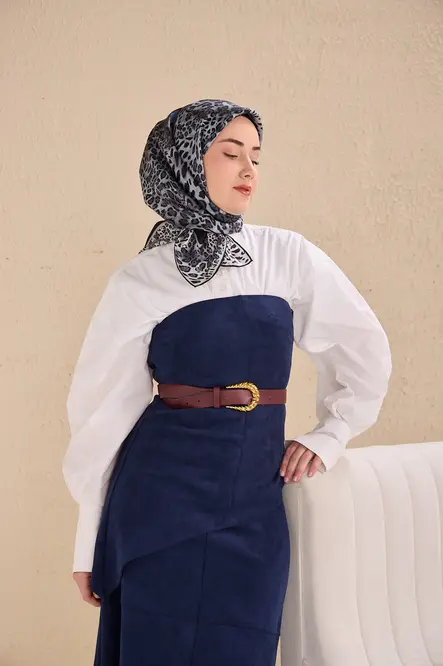 Silk Home Twill İpek Eşarp 11506-06 Leopar, Bebe Mavi, Siyah