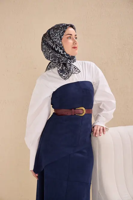 Silk Home Twill İpek Eşarp 11506-06 Leopar, Bebe Mavi, Siyah