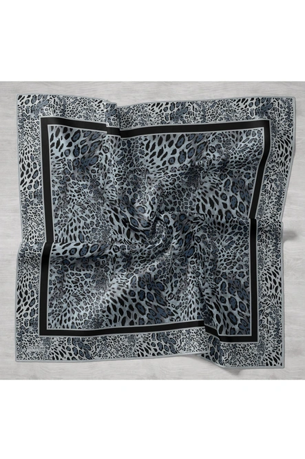 Silk Home Twill İpek Eşarp 11506-06 Leopar, Bebe Mavi, Siyah