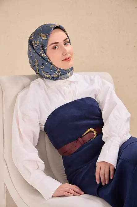 Silk Home Twill İpek Eşarp 11509-16 Barok İndigo