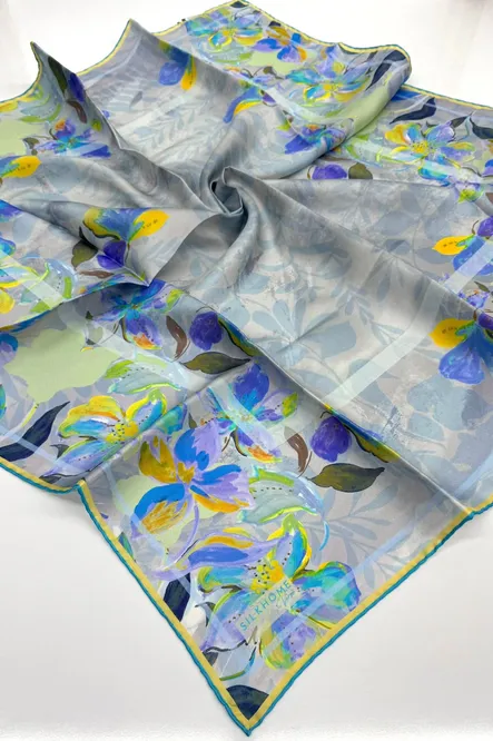 Silk Home Twill İpek Eşarp 11511-04 Gümüş Bebe Mavi Mor