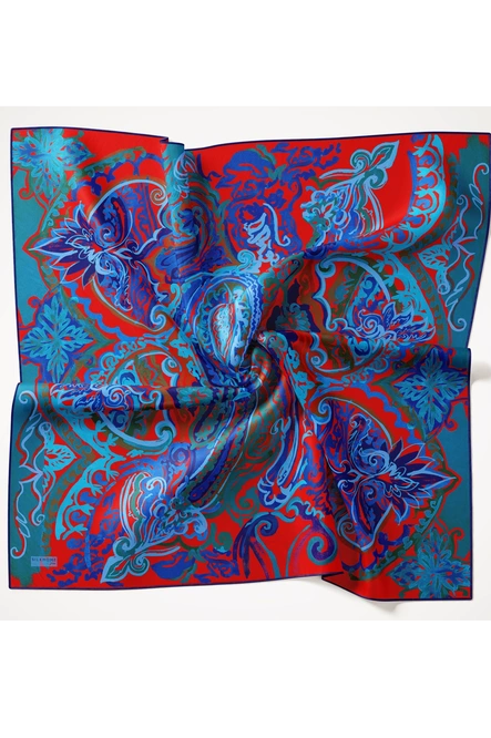 Silk Home Twill İpek Eşarp 11512-08 Saks Mavisi Art Desen