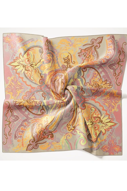 Silk Home Twill İpek Eşarp 11512-10 Soluk Turuncu, Art Desen