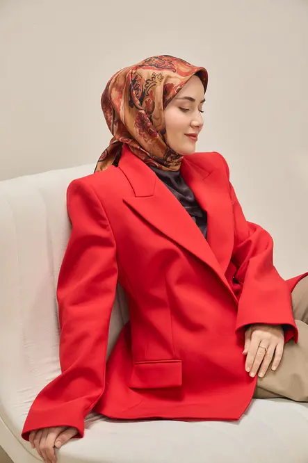 Silk Home Twill İpek Eşarp 11512-23 Bordo, Art Desen