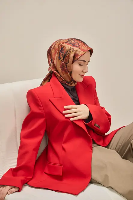 Silk Home Twill İpek Eşarp 11512-23 Bordo, Art Desen