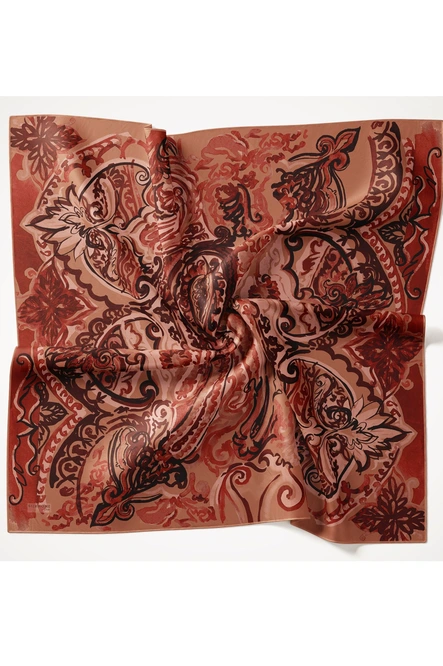 Silk Home Twill İpek Eşarp 11512-23 Bordo, Art Desen