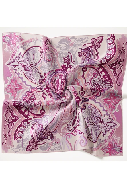 Silk Home Twill İpek Eşarp 11512-36 Eflatun, Mor Art Desen