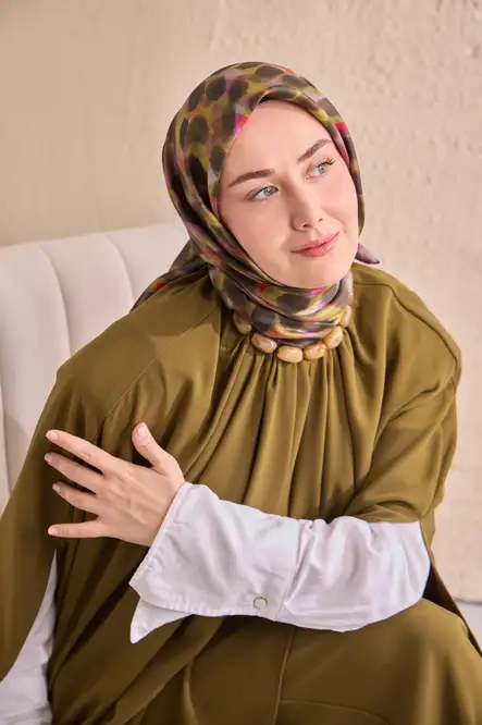Silk Home Twill İpek Eşarp 11518-16 Kahverengi, Pembe, Yeşil, Mor