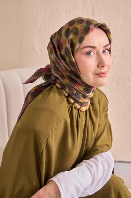 Silk Home Twill İpek Eşarp 11518-16 Kahverengi, Pembe, Yeşil, Mor