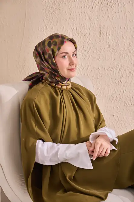 Silk Home Twill İpek Eşarp 11518-16 Kahverengi, Pembe, Yeşil, Mor