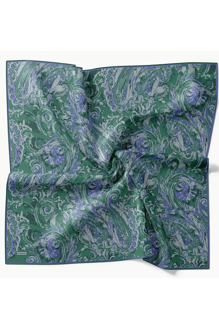 Silk Home Twill İpek Eşarp 11519-16 Yeşil, Mor, Gümüş