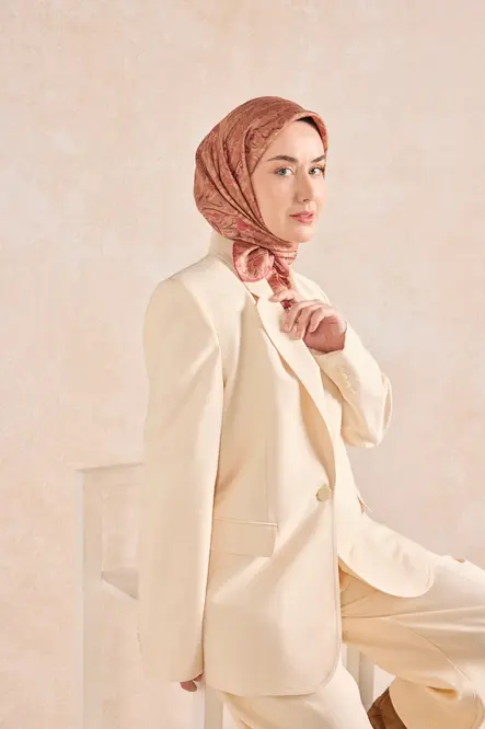 Silk Home Twill İpek Eşarp 11519-18 Soğan Kabuğu, Pembe, Taş