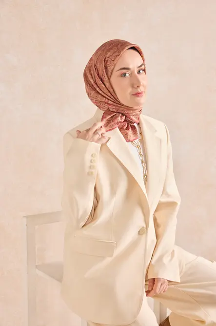Silk Home Twill İpek Eşarp 11519-18 Soğan Kabuğu, Pembe, Taş