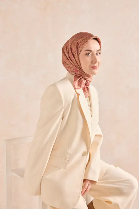 Silk Home Twill İpek Eşarp 11519-18 Soğan Kabuğu, Pembe, Taş