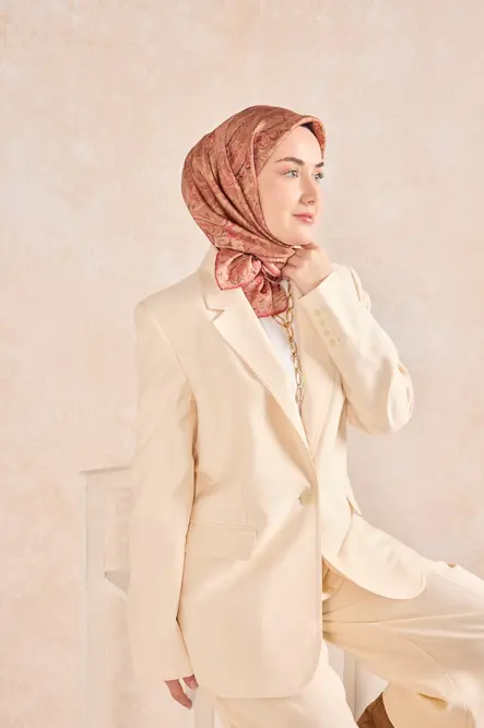 Silk Home Twill İpek Eşarp 11519-18 Soğan Kabuğu, Pembe, Taş