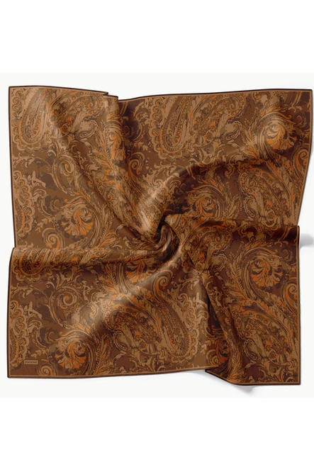 Silk Home Twill İpek Eşarp 11519-21 Kızıl Kahve, Turuncu, Acı Kahve