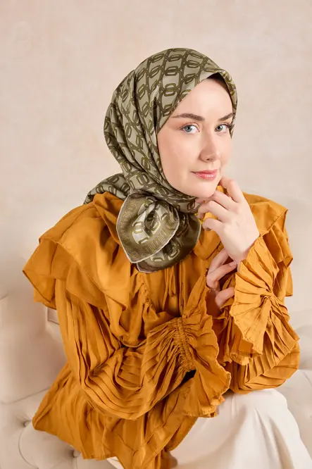 Silk Home Twill İpek Eşarp 11521-02 Zincir Küf Yeşili