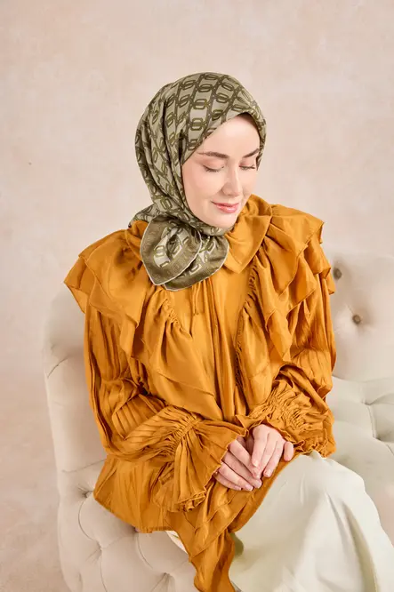 Silk Home Twill İpek Eşarp 11521-02 Zincir Küf Yeşili