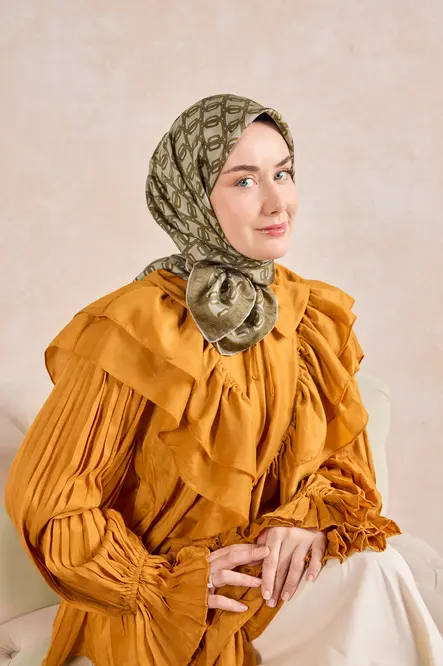 Silk Home Twill İpek Eşarp 11521-02 Zincir Küf Yeşili