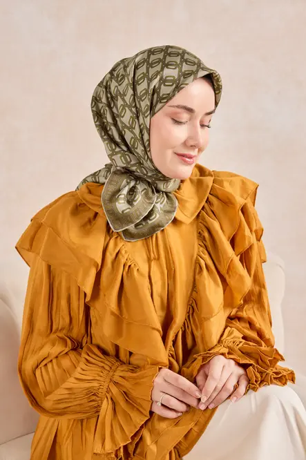 Silk Home Twill İpek Eşarp 11521-02 Zincir Küf Yeşili