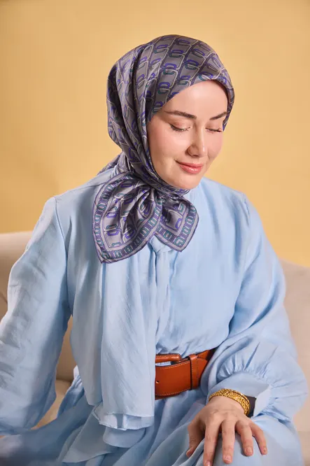 Silk Home Twill İpek Eşarp 11521-10 Zincir Gri, Lavanta, Mor