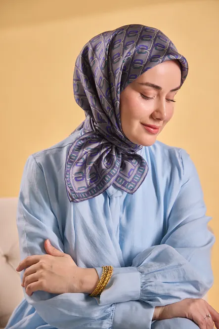 Silk Home Twill İpek Eşarp 11521-10 Zincir Gri, Lavanta, Mor