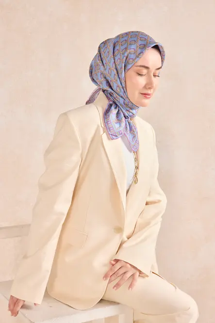 Silk Home Twill İpek Eşarp 11521-15 Zincir Bebe Mavi