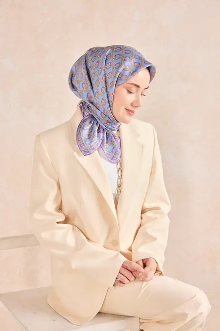 Silk Home Twill İpek Eşarp 11521-15 Zincir Bebe Mavi