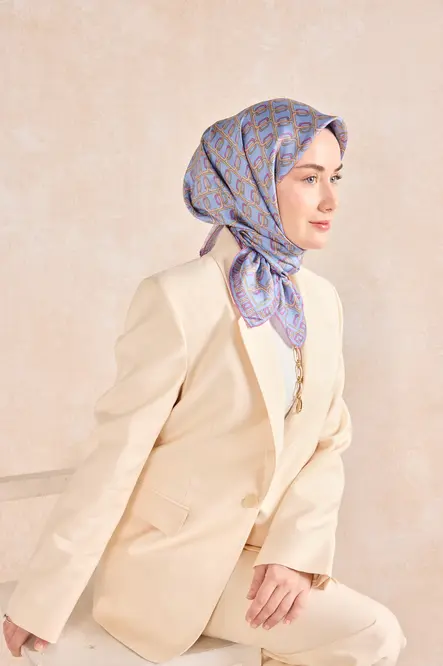 Silk Home Twill İpek Eşarp 11521-15 Zincir Bebe Mavi