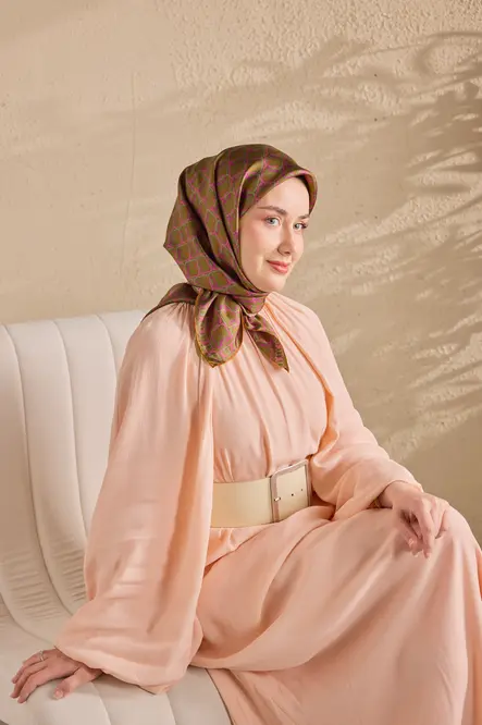 Silk Home Twill İpek Eşarp 11521-26 Zincir Yeşil Kahve