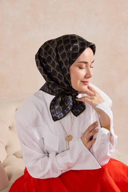 Silk Home Twill İpek Eşarp 11521-28 Zincir Koyu Lacivert