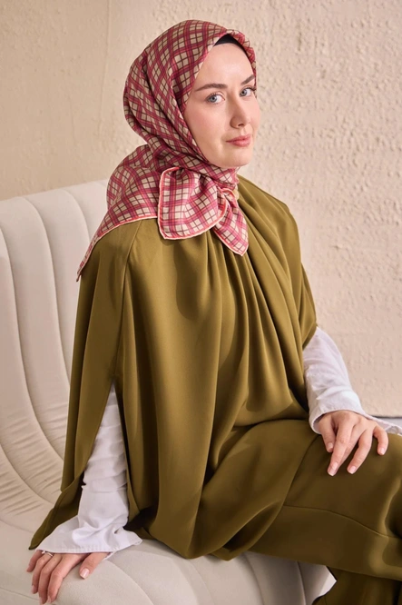 Silk Home Twill İpek Eşarp 11523-06 Ekose Pembe
