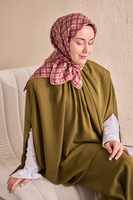 Silk Home Twill İpek Eşarp 11523-06 Ekose Pembe