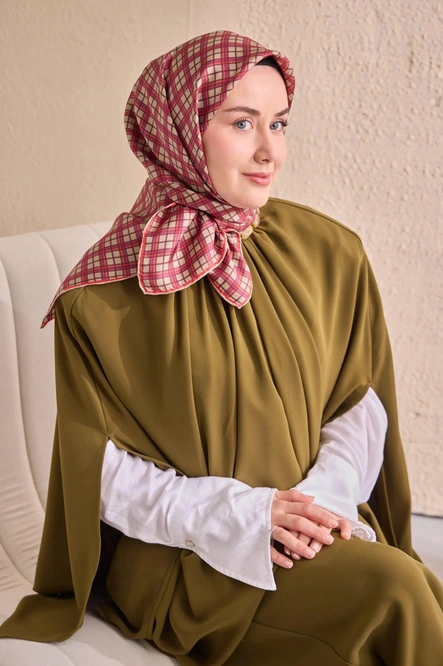 Silk Home Twill İpek Eşarp 11523-06 Ekose Pembe