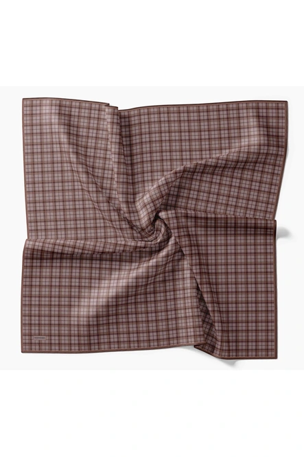 Silk Home Twill İpek Eşarp 11523-16 Vizon Ekose Kareli