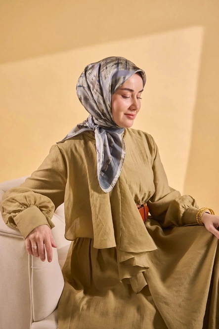 Silk Home Twill İpek Eşarp 11527-02 Küf Yeşili, Antrasit