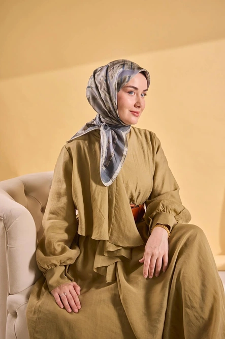 Silk Home Twill İpek Eşarp 11527-02 Küf Yeşili, Antrasit