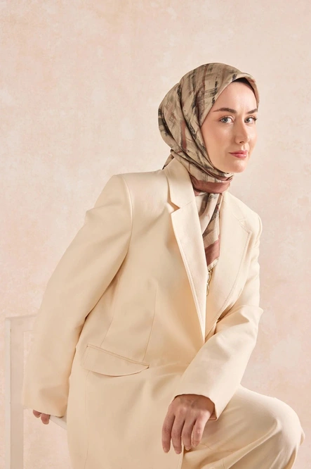 Silk Home Twill İpek Eşarp 11527-03 Kiremit, Krem