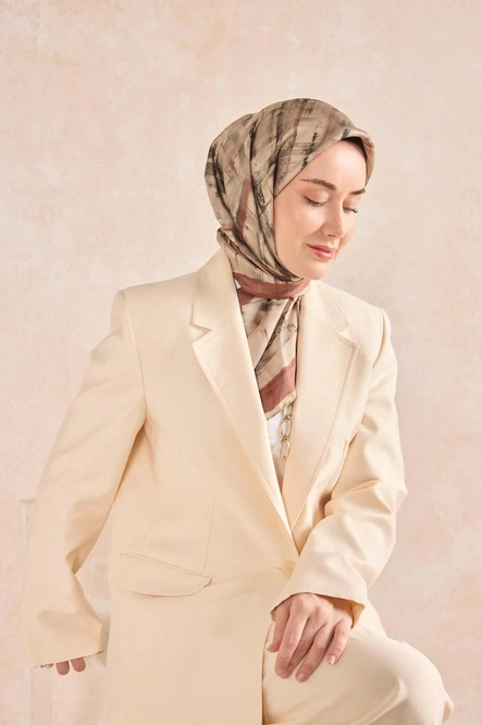 Silk Home Twill İpek Eşarp 11527-03 Kiremit, Krem