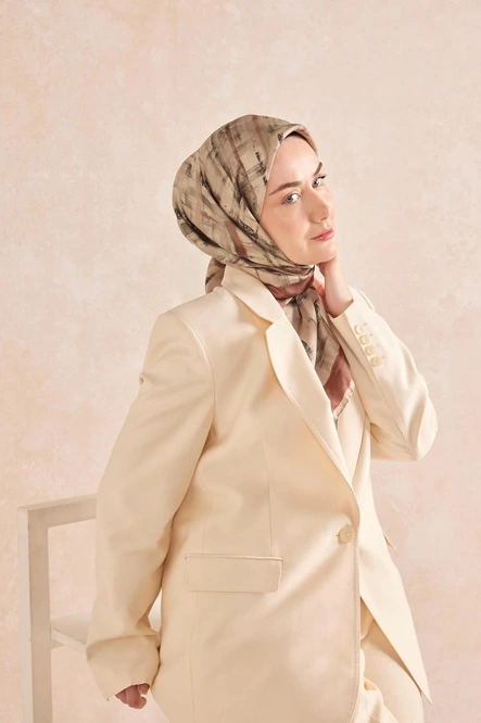 Silk Home Twill İpek Eşarp 11527-03 Kiremit, Krem