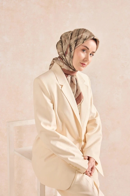 Silk Home Twill İpek Eşarp 11527-03 Kiremit, Krem