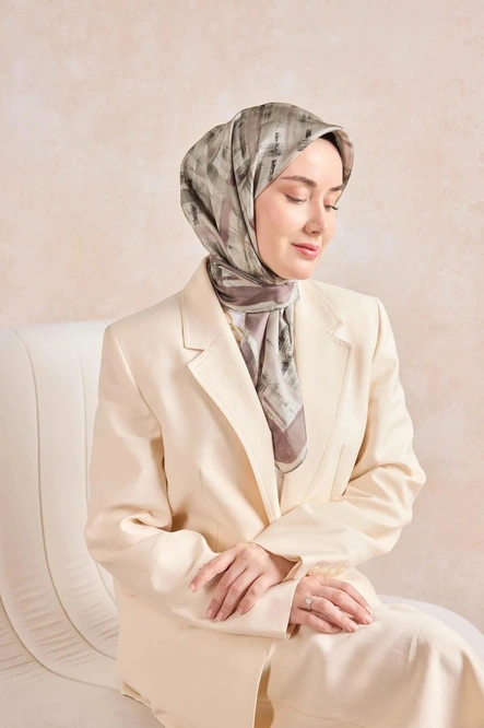 Silk Home Twill İpek Eşarp 11527-10 Mürdüm, Vizon