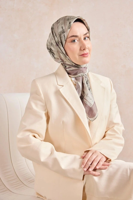 Silk Home Twill İpek Eşarp 11527-10 Mürdüm, Vizon