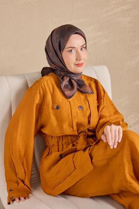 Silk Home Twill İpek Eşarp 11527-20 Çikolata Kahve, Siyah
