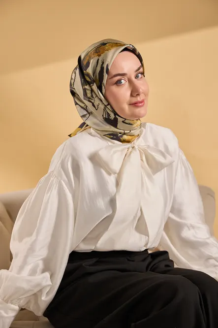 Silk Home Twill İpek Eşarp 11529-01 Signature Küf Yeşili