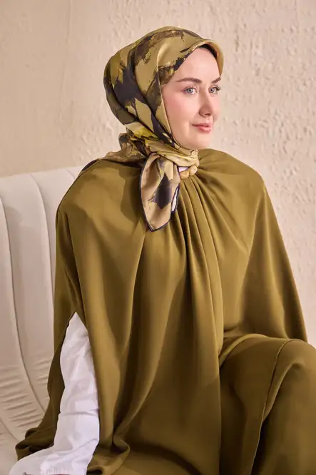 Silk Home Twill İpek Eşarp 11529-14 Signature Haki