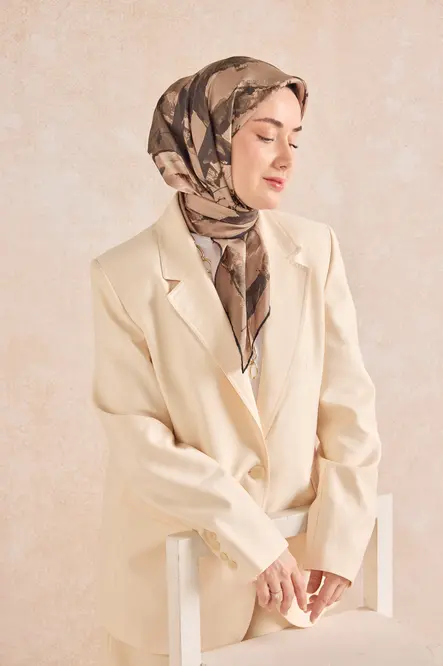 Silk Home Twill İpek Eşarp 11529-15 Signature Vizon