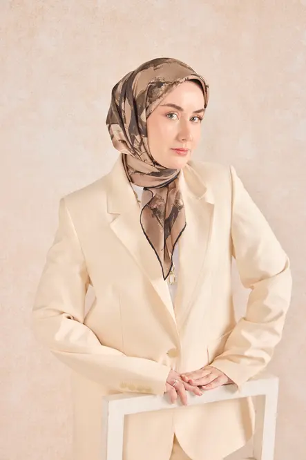 Silk Home Twill İpek Eşarp 11529-15 Signature Vizon