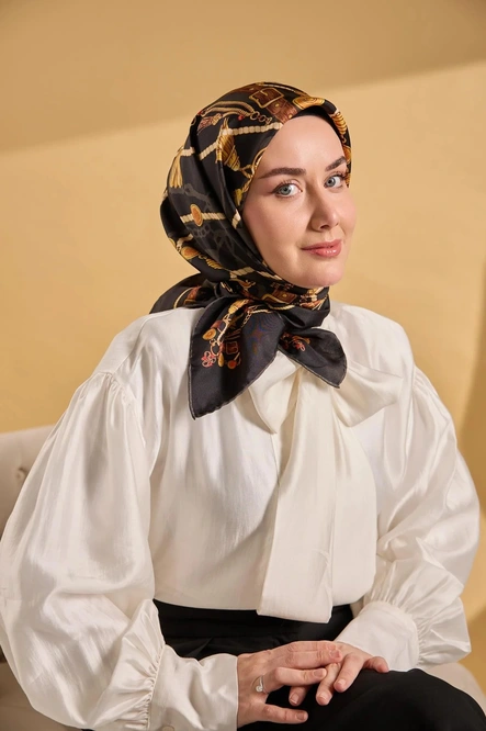 Silk Home Twill İpek Eşarp 11530-02 Siyah, Kahverengi