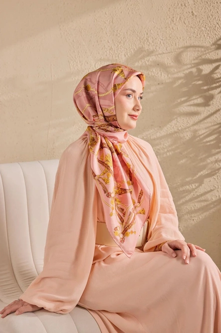 Silk Home Twill İpek Eşarp 11530-06 Tozpembe, Kahverengi